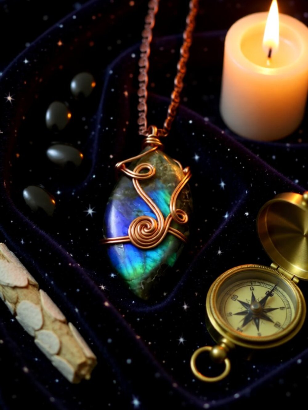 Labradorite Pendant! Handmade & Gorgeous with lots of Color! Chain Included!